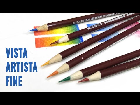 Видео: Обзор цветных карандашей Vista Artista Fine ✎ Сравнение с бюджетными карандашами Brutfuner