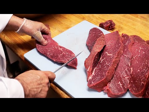 Видео: Американская еда - Стейк из говядины и куриные шашлычки барбекю Чикаго Америка