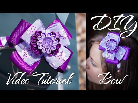 Видео: Фиолетовый Бант Канзаши / DIY Bow / Бантик из ленты мастер класс