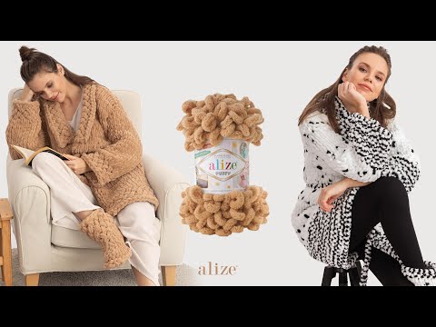 Видео: Халат с Alize Puffy & Alize Puffy Color