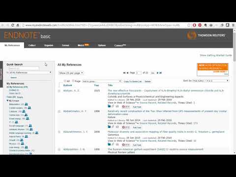 Видео: EndNote Online: работа с библиографией