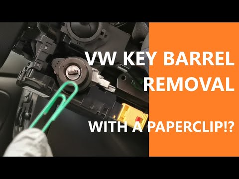 Видео: Извлечение цилиндра ключа VW, если ключ застрял
