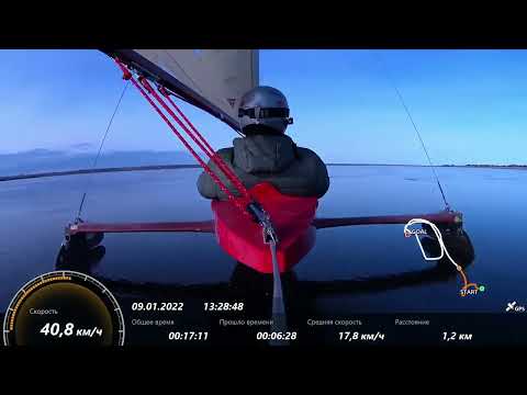 Видео: Restored Ice boat sailing. Буер DN.Буер 2022.Замер скорости по GPS.