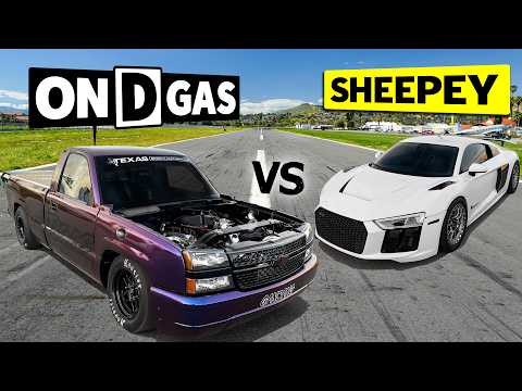 Видео: ТИТАНЫ Drag Race: сразитесь! 1500-сильный Twin Turbo Silverado от @ONDGAS против 1200-сильного R8...