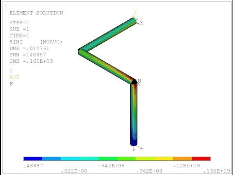 Видео: ANSYS Сопротивление материалов. Q-02 (пространственная рама).