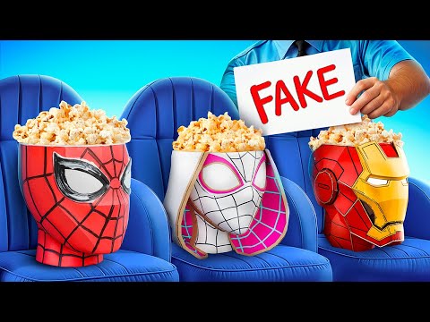 Видео: Поддельные супергерои против настоящих супергероев! Как прокрасться в кино челлендж!