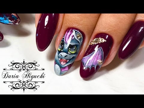 Видео: Интересный Дизайн!!! Рисуем Дракошу!!!Nail Design!!!