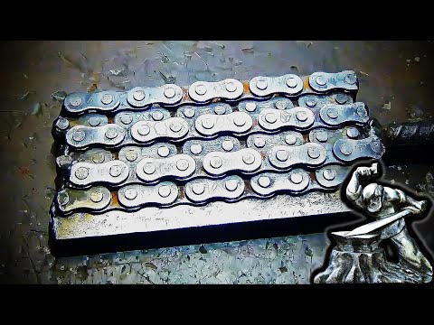 Видео: Дамаск из цепи полный процесс (ножи)