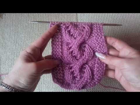 Видео: Коса спицами/коса-сердце: простой узор
