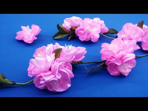 Видео: Sakura from ribbons.DIY/Sakura de cintas/Сакура из лент. МК