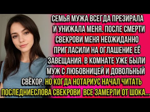 Видео: После смерти свекрови меня пригласили на оглашение её завещания. Там уже были муж с любовницей и...