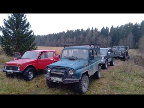 Видео: Нива, УАЗ, Тойота и Газ 66 на бездорожье.Off Road