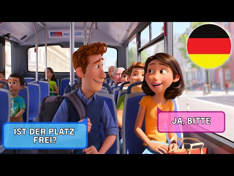 Видео: 10 простых диалогов на немецком языке для начинающих | А1-А2 | В автобусе