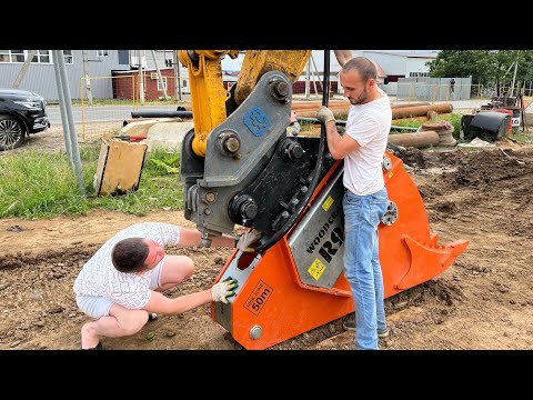 Видео: Мой рабочий день. Подключаем корчеватель пней WOODCRACKER R900 к гусеничному экскаватору JCB JS 205