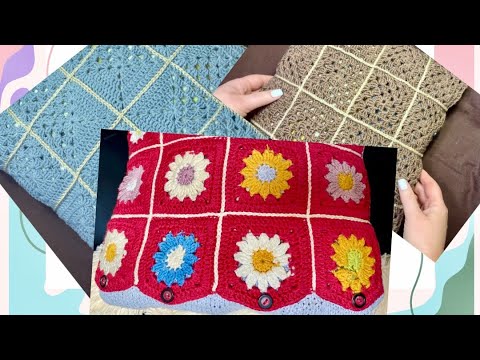 Видео: Уютная наволочка крючком из мотивов Бабушкин квадрат