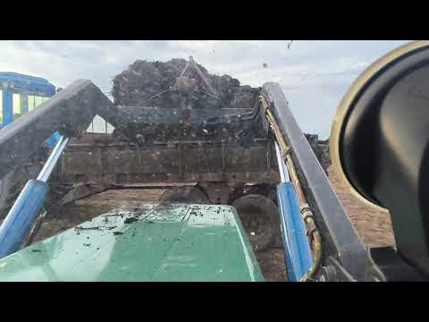 Видео: Погрузка навоза самодельным трактором 