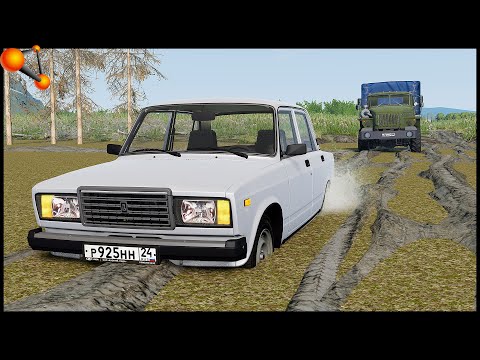 Видео: ЖИГА ЗАСТРЯЛА В БОЛОТЕ! Кто ПРОЕДЕТ? - BeamNg Drive