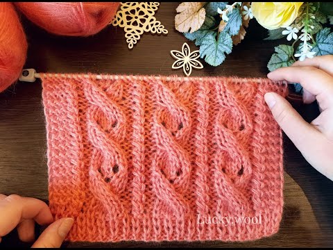 Видео: Узор "Ажурные жгуты" спицами.