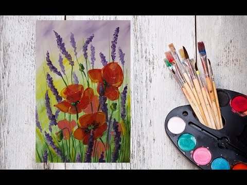Видео: Как нарисовать лаванду и маки гуашью #Dari_Art