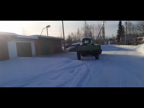 Видео: Т -40А.  Едем на деляну, запускаем трактор в минус 25С мороза.