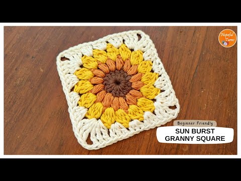 Видео: Вязаный крючком подсолнух, бабушкин квадрат для начинающих | Надежные повороты | Бабушкин квадрат...