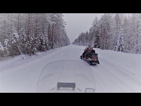 Видео: На снегоходах на таежную избу. Лесная дорога.Ставим донки на ночь.