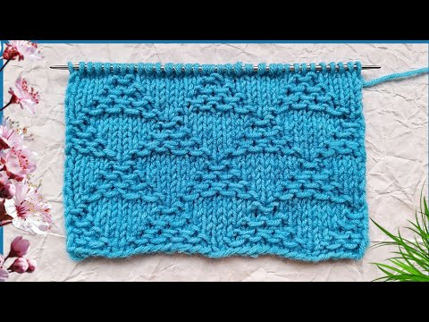 Видео: Красивый узор спицами "Волнистые треугольники"! Узор для джемпера, свитера, кардигана!