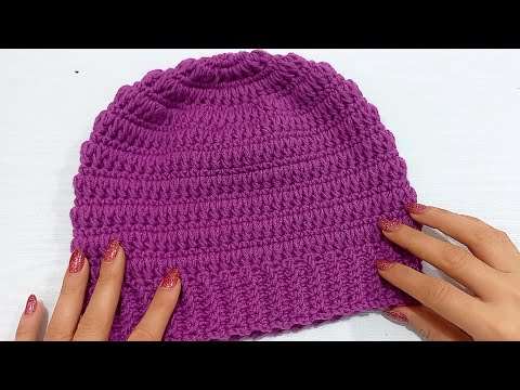 Видео: Фантастическая вязаная крючком шапка-бини / очень простая в вязании зимняя шапка