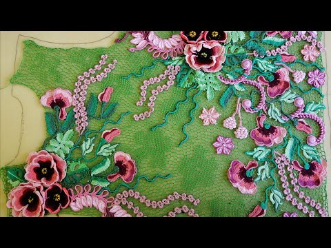 Видео: Вязание сеточки в ирландском кружеве, формирование края.