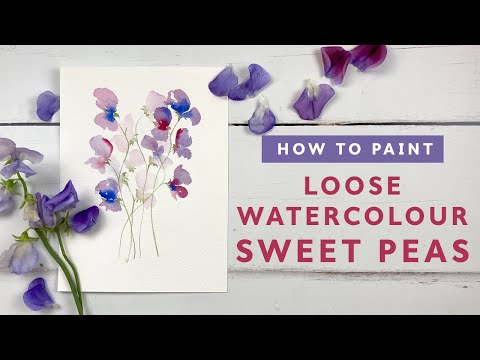 Видео: Как нарисовать душистый горошек акварелью