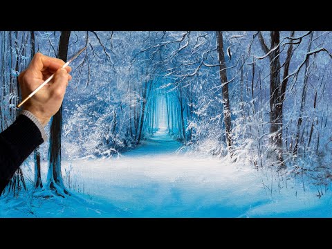 Видео: 👍 Зимнее утро - пейзаж. Живопись акрилом. Рисование. Искусство. Красивая картина. Хобби.
