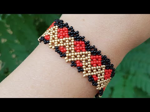 Видео: Beaded bracelet/Easy bracelet/Браслет из бисера/Браслет из бисера с рисунком/Браслет/Бисероплетение