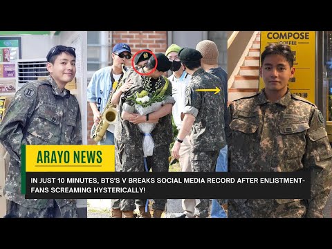 Видео: Всего за 10 минут BTS V побивает рекорд в социальных сетях после зачисления - фанаты истерично