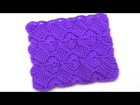 Видео: Комбинированный узор с тунисскими квадратиками   Combined pattern with Tunisian squares
