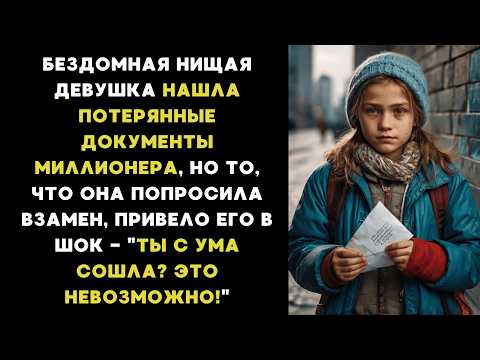 Видео: Бездомная ДЕВУШКА, нашла документы МИЛЛИОНЕРА,  но то что ПОПРОСИЛА взамен, привело его в ШОК...