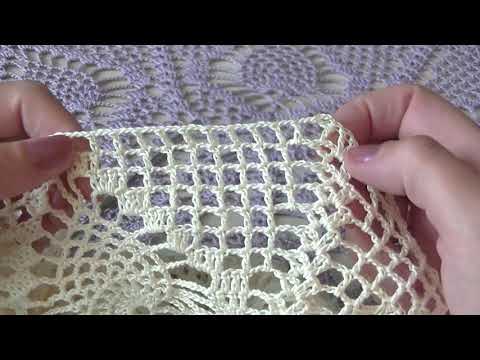 Видео: Ажурная салфетка с ананасами. Вяжем с 31-39 ряд.