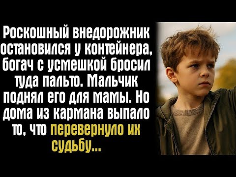 Видео: Роскошный внедорожник остановился у контейнера, богач с усмешкой бросил туда пальто. Мальчик....