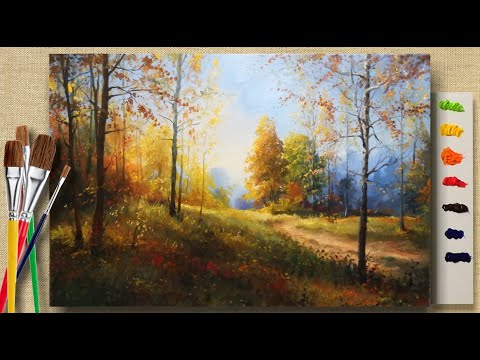 Видео: #49 Осенний ПЕЙЗАЖ МАСЛОМ. Как нарисовать осень маслом.  Autumn Landscape Oil Painting. How to Paint