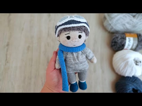 Видео: Мастер класс  кукла крючком ||Вязаный летчик || Вяжем цельновязанную куклу || Часть 3 ||