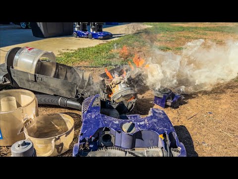 Видео: Уничтожение вакуумом Bissell Powerforce — сгорание шара для боулинга и мотора