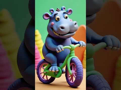 Видео: Бегемот едет на велосипеде \ Hippopotamus on a bicycle 001 #ai hippopotamus #riding #bicycle #AI