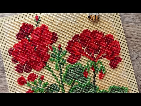 Видео: Поэтапная вышивка наборов Mill Hill. Вышиваю Geranium MH14-1816.