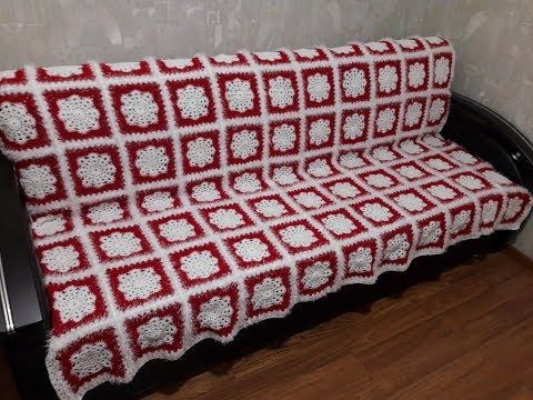 Видео: Плед крючком. Квадратный мотив Снежинка. Вязание крючком 2019.