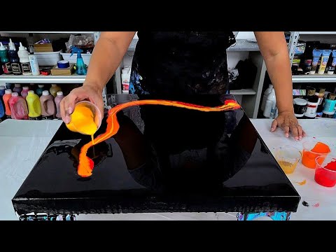 Видео: Огонь дракона - Просто краска и вода - Акриловая живопись - Жидкое искусство