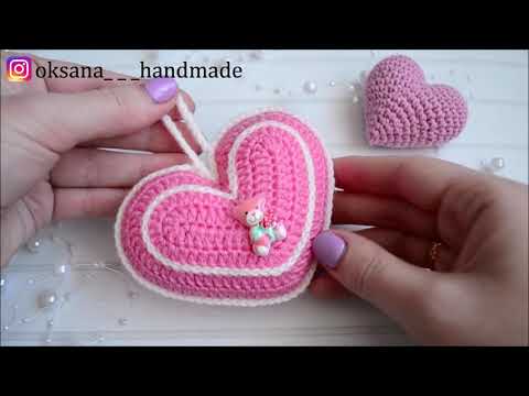 Видео: Сердце Валентинка крючком. Valentine heart crochet pattern.