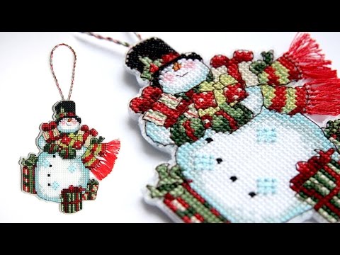 Видео: Вышивка. Новогодняя игрушка "Снеговик" Dimensions (обзор, процесс, впечатления)