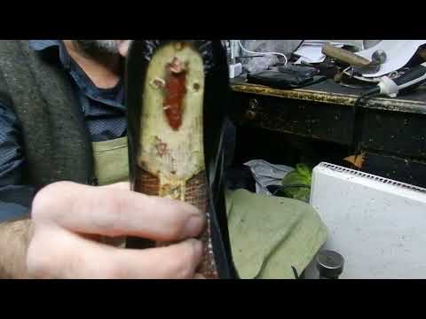 Видео: Замена искусственного материала на натуральный в женских туфлях.