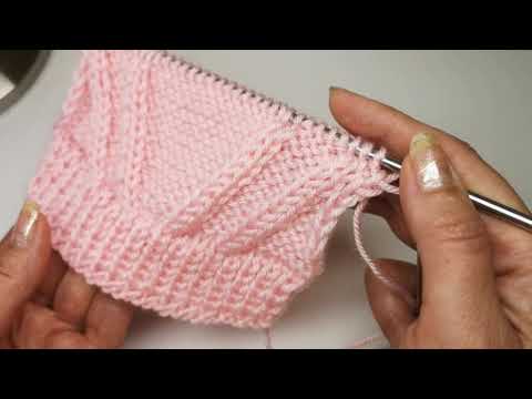 Видео: Выразительные объемные наклонные дорожки из 2х лицевых петель на изнаночной глади  спицами. 142