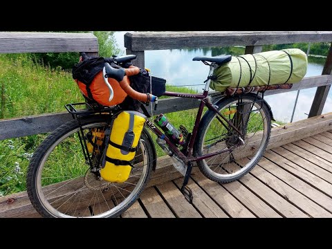Видео: Велотрип с одной ночёвкой. Едем по грунтовым дорогам на Shulz и ХВЗ. Палатка Atemi Ladoga 1b