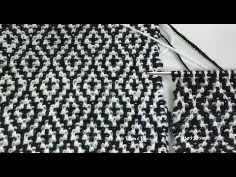 Видео: Мозаичный узор "Ромбы"/ Вязание спицами.